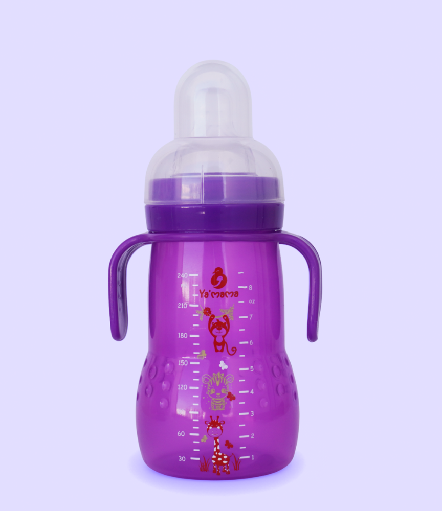 Biberon YA'MAMA 240 ml Transition – Col Large – Polypropylène (PP) – Avec Bras