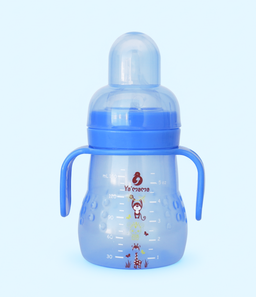 قنينة رضاعة YA'MAMA لحديثي الولادة 150 مل – عنق واسع – بولي بروبيلين (PP) – مع مقبض