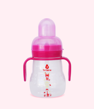 قنينة رضاعة YA'MAMA لحديثي الولادة 150 مل – عنق واسع – بولي بروبيلين (PP) – مع مقبض