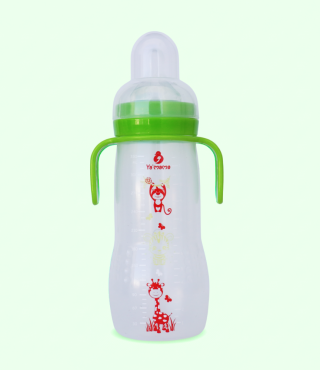 قنينة رضاعة YA'MAMA 330 مل للرضيع النشيط – عنق واسع – من بولي بروبيلين (PP) – مع مقبض
