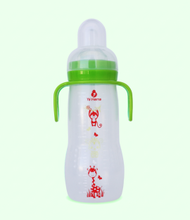 قنينة رضاعة YA'MAMA 330 مل للرضيع النشيط – عنق واسع – من بولي بروبيلين (PP) – مع مقبض