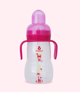 قنينة رضاعة YA'MAMA مرحلة الانتقال 240 مل – عنق واسع – بولي بروبيلين (PP) – مع مقبض