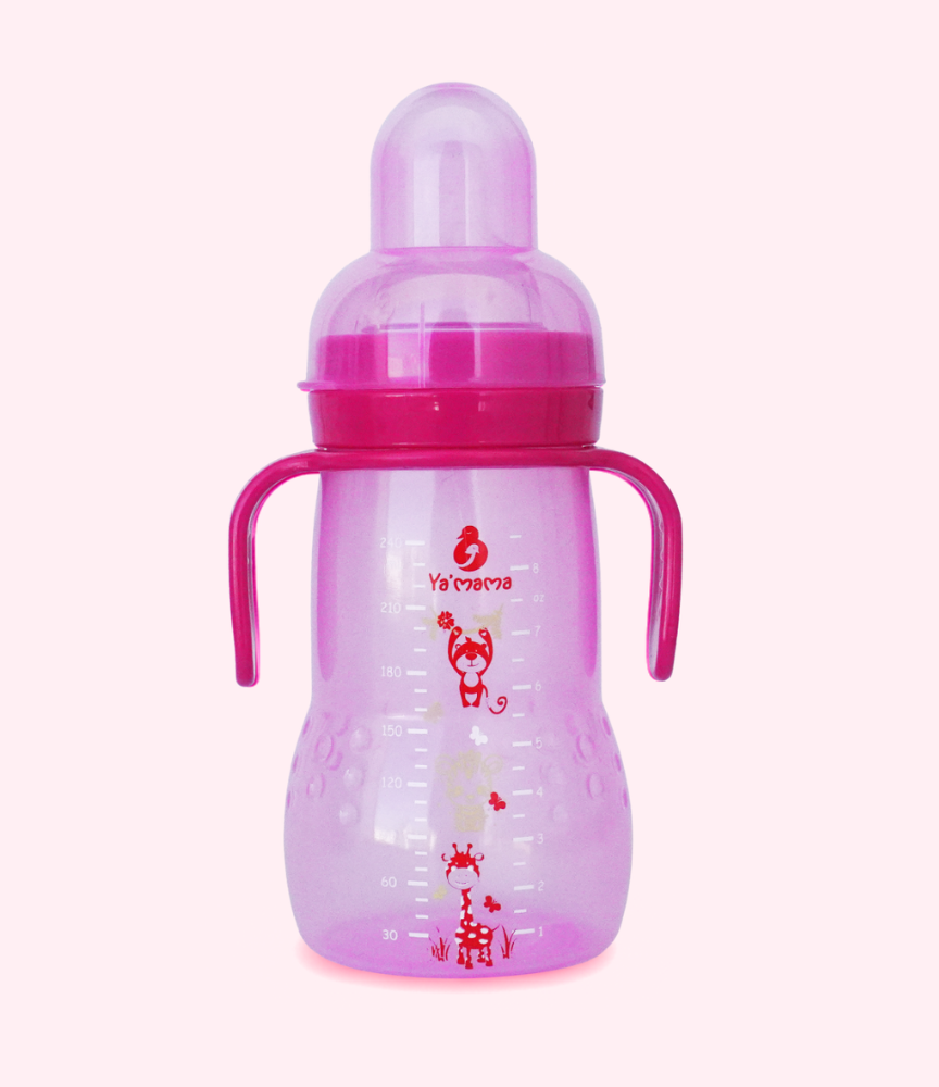 Biberon YA'MAMA 240 ml Transition – Col Large – Polypropylène (PP) – Avec Bras